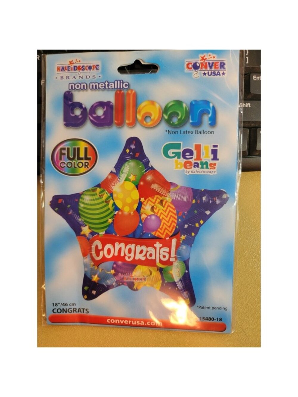 Kaleidoscope Brands Gelli Beans Congrats Balloon Non Metallic‎ 18 Inch Star